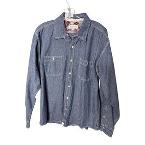 George & Martha Men's Blue Denim Button Down Shirt XL Long Sleeve